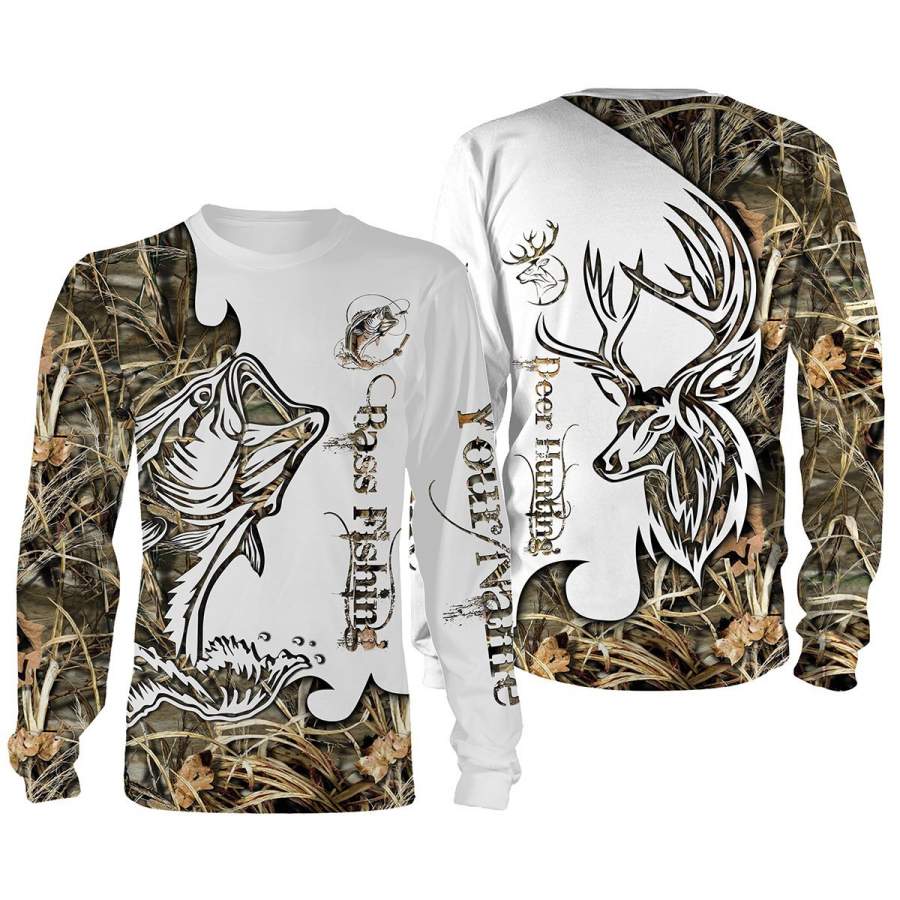 Bass fishing deer hunting customized name All over print shirts – personalized gift – TATS174