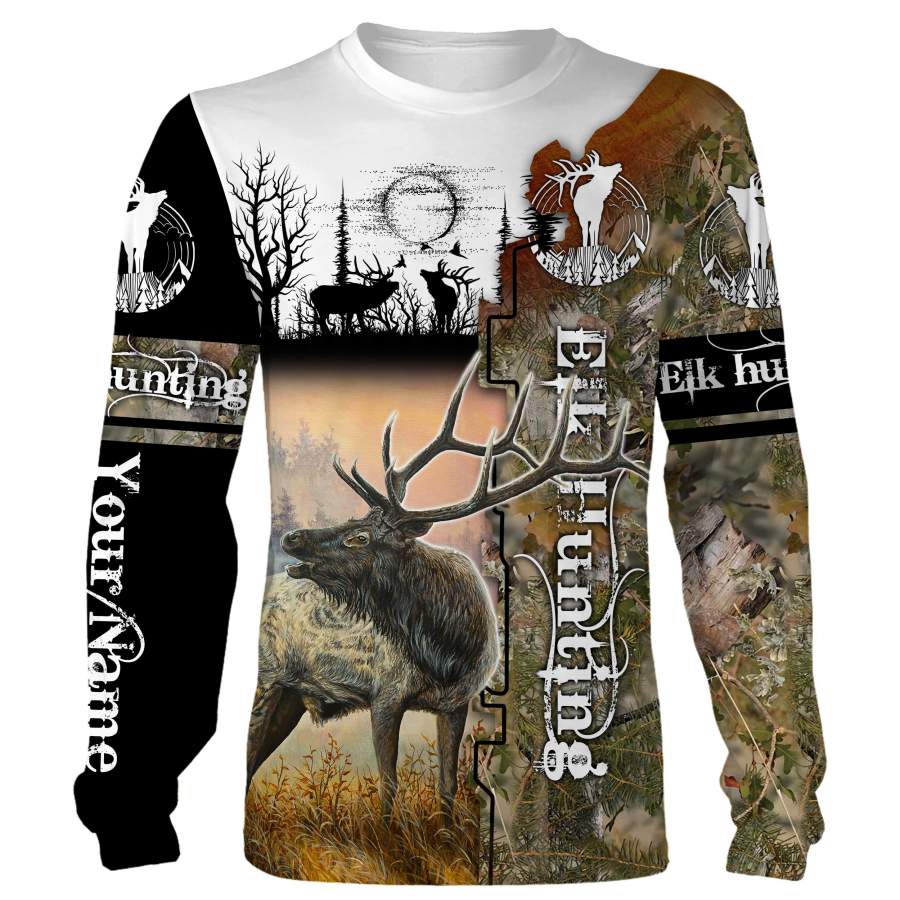 Best Elk Hunting Custom name Full printing Shirt, Hoodie, Long sleeves – FSD22