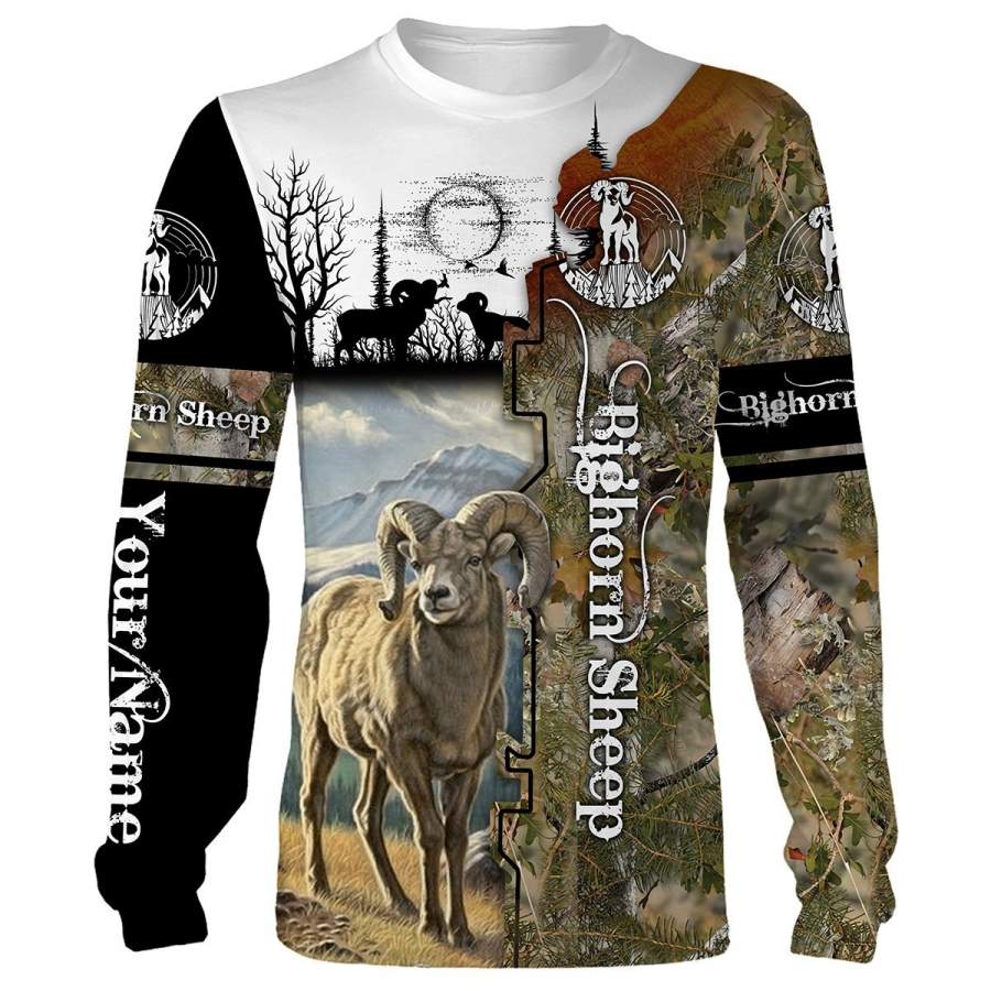 Bighorn Sheep Hunting Customize name 3D All over print shirts personalized gift TATS159