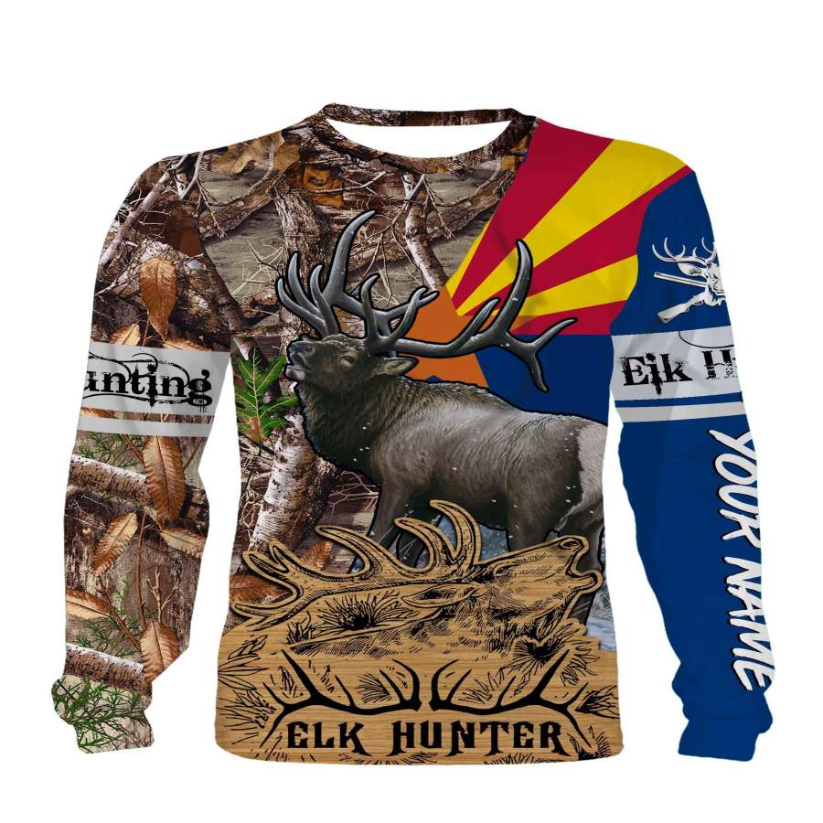 Arizona Elk Hunting Customize Name 3D All Over Printed Shirts Personalized Gift TATS127