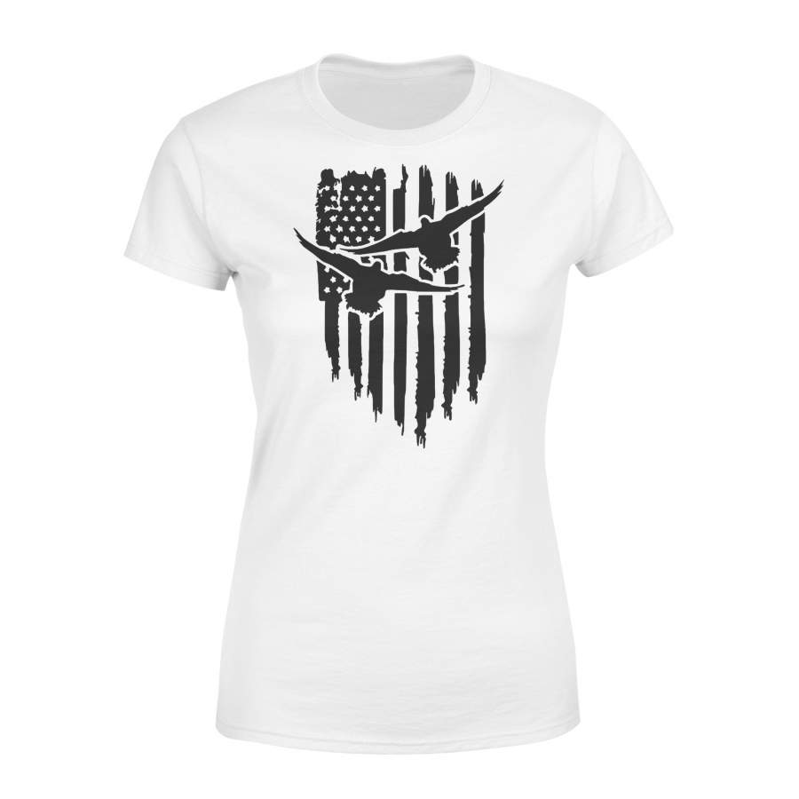 Duck Hunting American Flag Clothes, Shirt for Hunting NQS121- Standard Women’s T-shirt