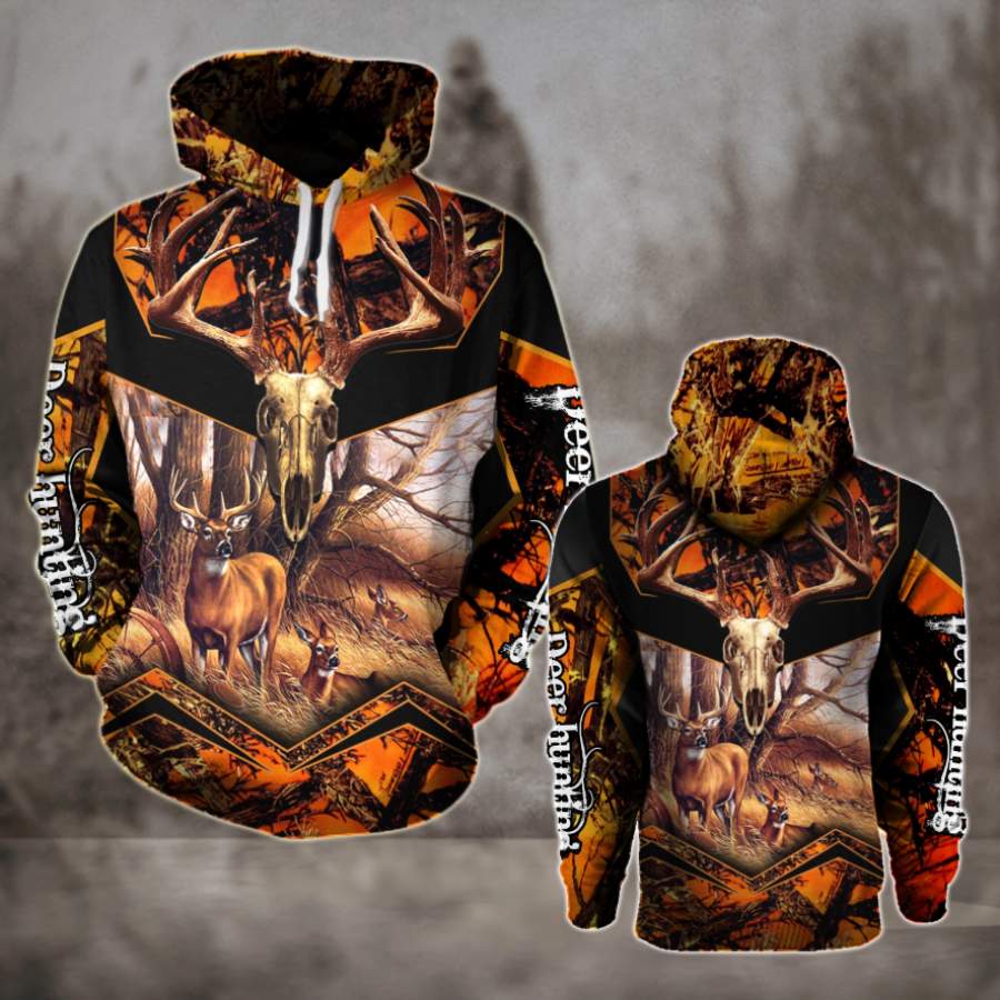 Deer Hunting Camo 3D All over print Hoodie Plus Size Orange Black – NQS64