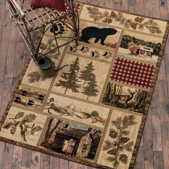 Bear Hunting Rustic Rug Rcdd81F29032