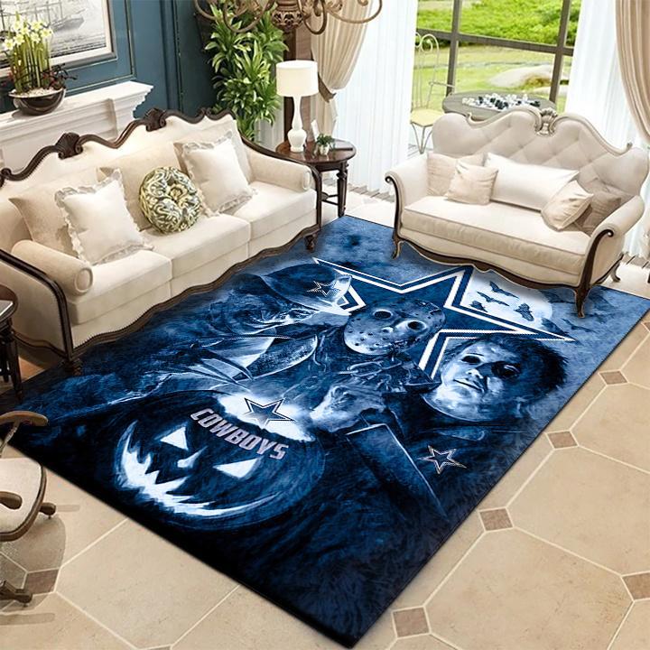 Freddy Jason Michael Myers Love Dallas Cowboys Pumpkin Head Halloween Rug