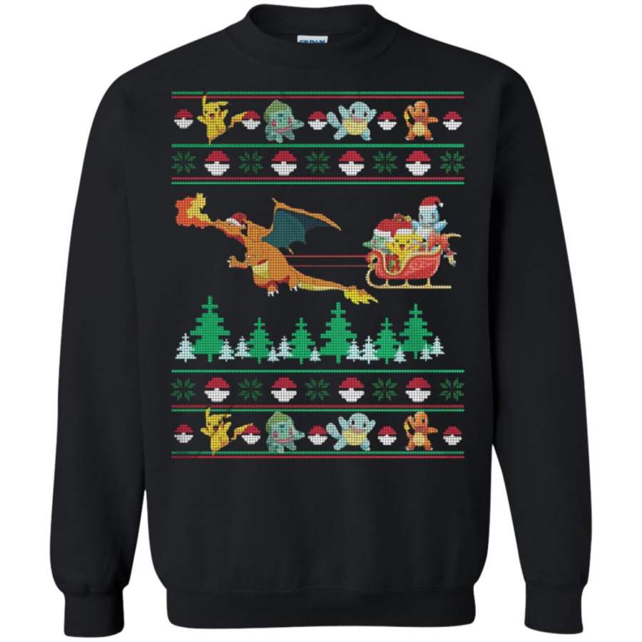 Christmas Santa Charizard Sleigh Pokemon sweater Sweatshirt – Moano Store