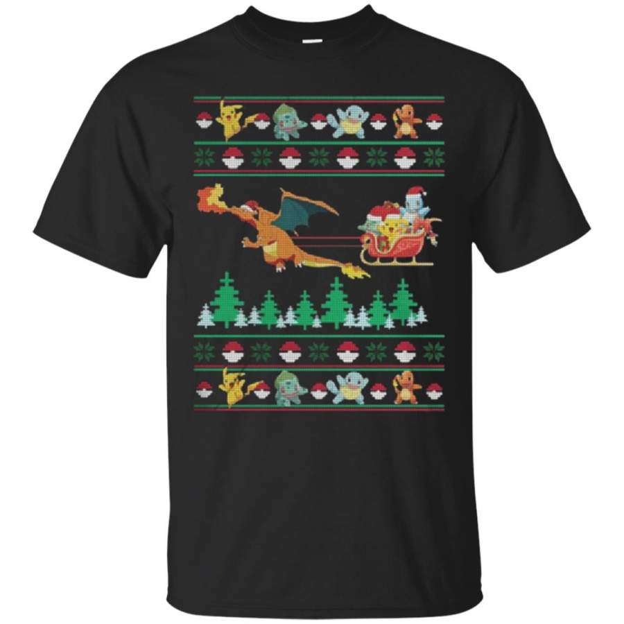 Christmas Pokemon Pikachu Fushigidane Squirtle Hitokage T Shirt – Moano Store