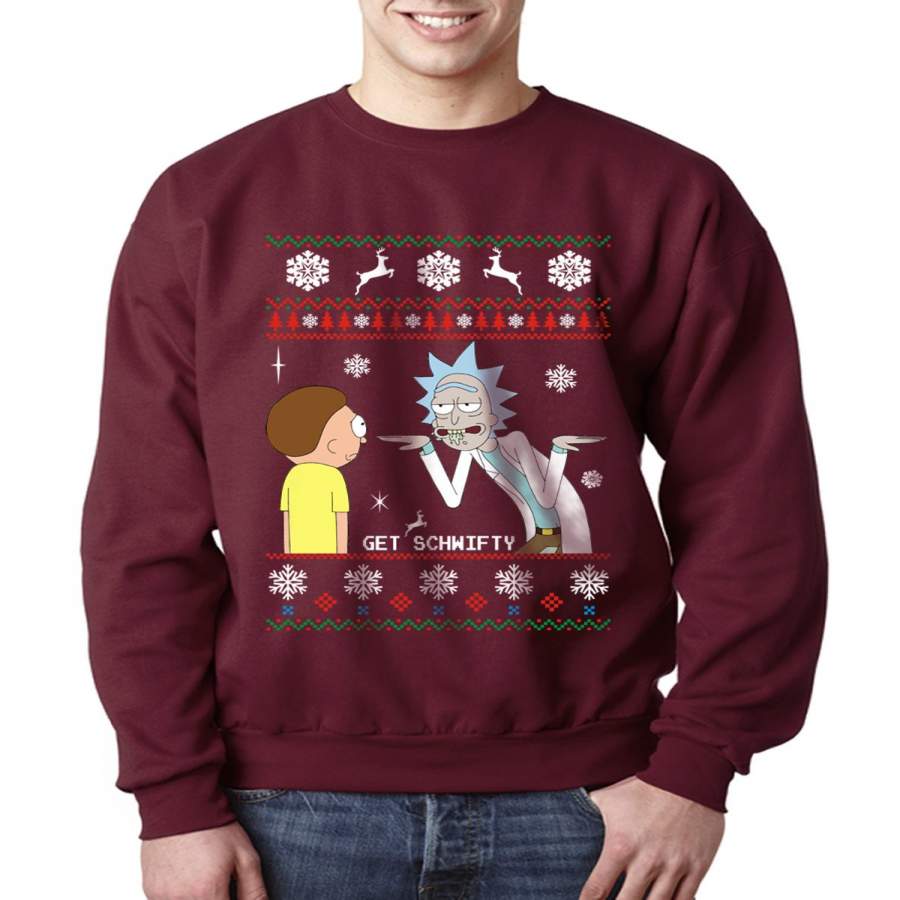 2# Only Get Schwifty Rick and Morty Ugly Sweater Unisex Crewneck Sweatshirt (Adult)