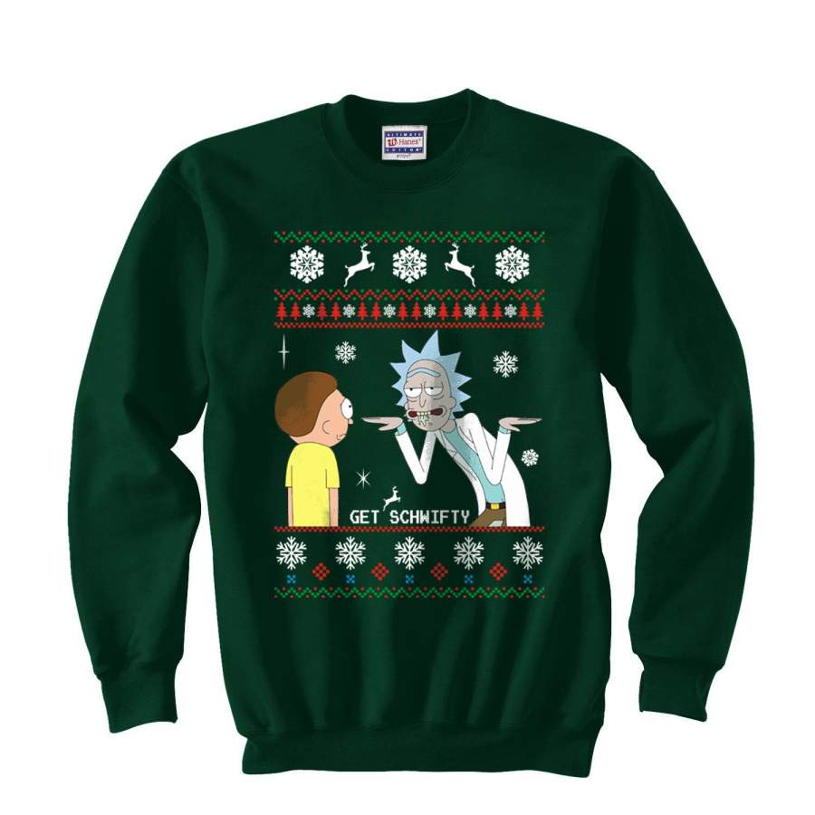 2# Get Schwifty Rick and Morty Ugly Sweater Unisex Crewneck Sweatshirt (Adult)