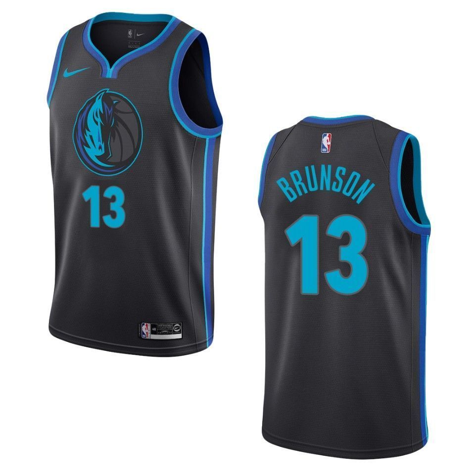 Dallas Mavericks 13 Jalen Brunson City Edition Swingman Black 3D Jersey