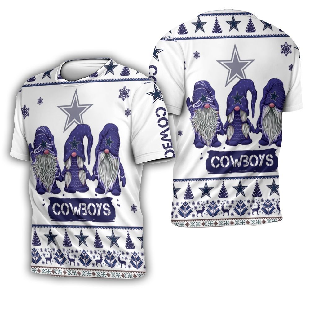 Christmas Gnomes Dallas Cowboys Ugly Sweatshirt Christmas 3D 3D T-Shirt