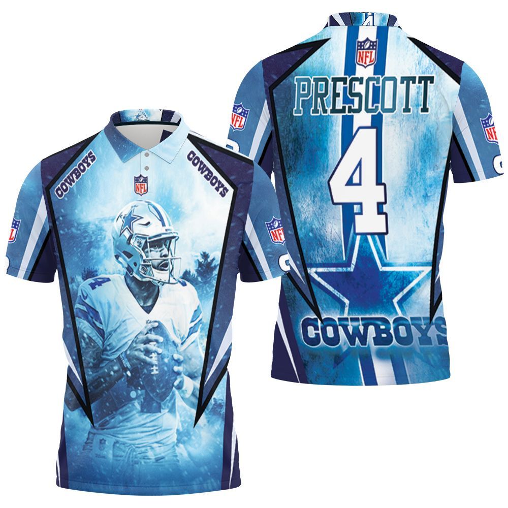 Dallas Cowboys Dak Prescott 4 3D Polo Shirt