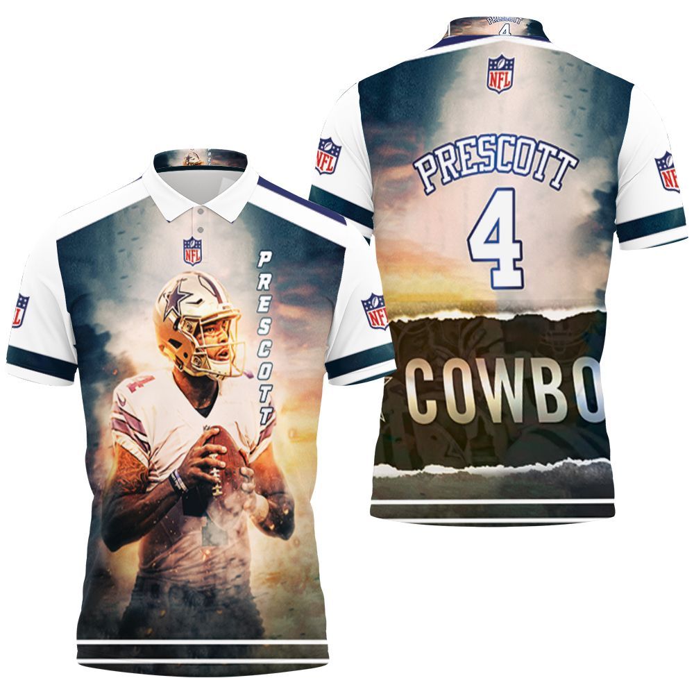 Dak Prescott 4 Dallas Cowboys3D Polo Shirt