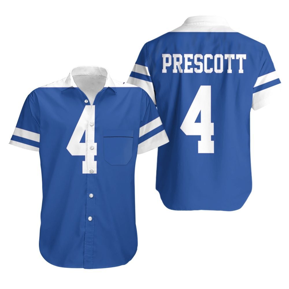 Dallas Cowboys Dak Prescott Royal Rivalry Throwback Jersey Inspired Style Hawaiian Shirt