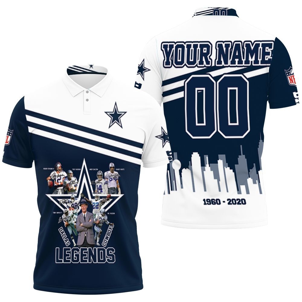 Dallas Cowboys Legends Signature 60Th Anniversary For Fan 3D Personalized Polo Shirt