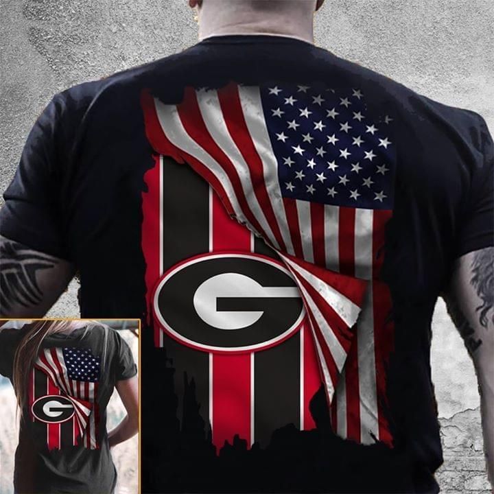 Georgia Bulldogs American Flag Fan T Shirt Tshirt, Hoodie, Hoodie Sweater