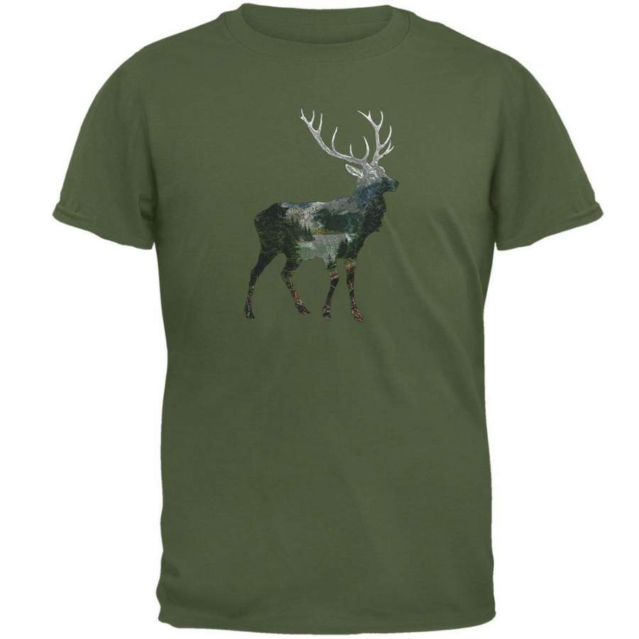 Deer Forest Nature Hiking Hunting Mens T Shirt