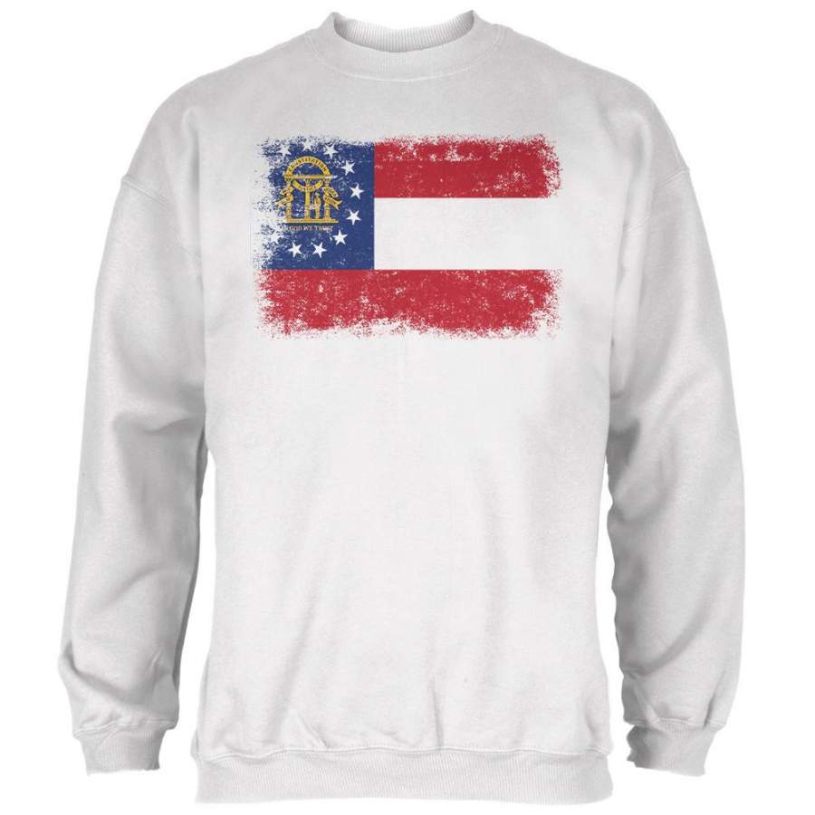 Born and Raised Georgia State Flag Mens Sweatshirt