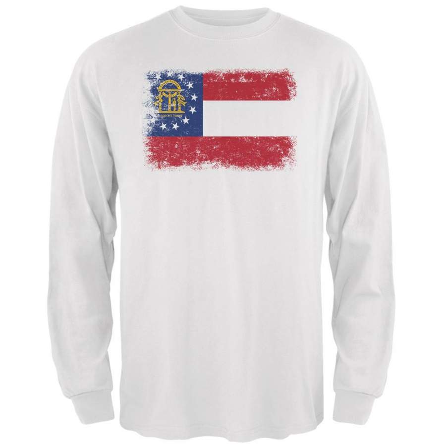 Born and Raised Georgia State Flag Mens Long Sleeve T Shirt