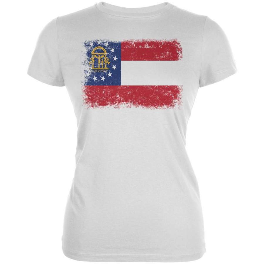 Born and Raised Georgia State Flag Juniors Soft T Shirt