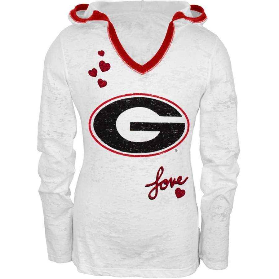 Georgia Bulldogs – Girls Youth Burnout Hooded Long Sleeve T-Shirt