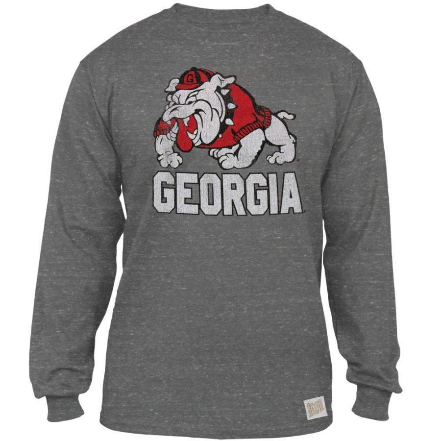 Georgia Bulldogs – Cartoon Dog Tri-Blend Adult Long Sleeve T-Shirt