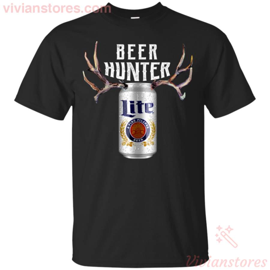 Beer Hunter Lite Funny Hunting Beer Reindeer T-Shirt