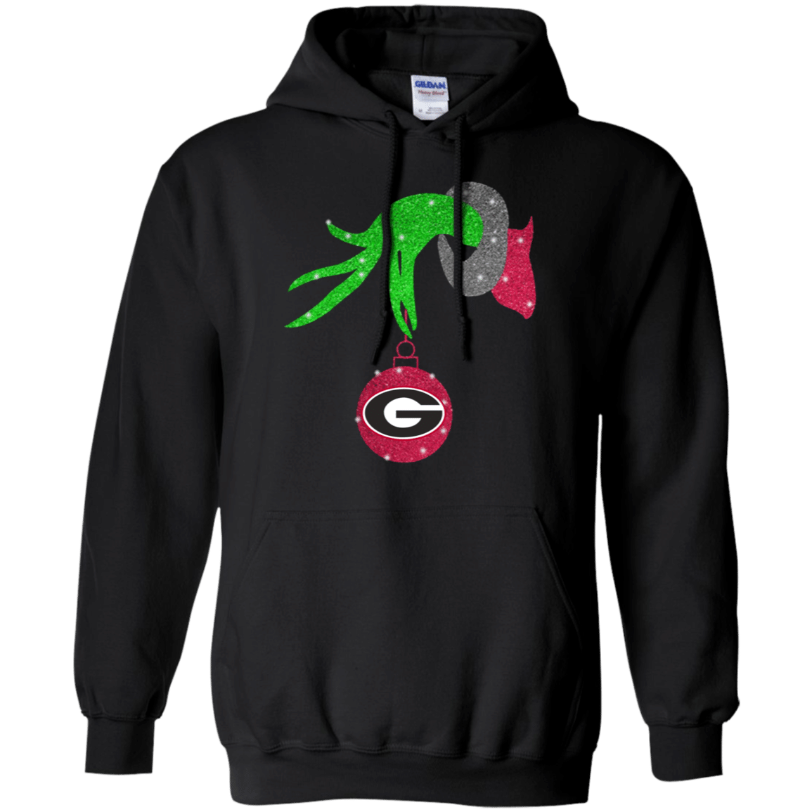 Check Out This Awesome Grinch Hand Holding Georgia Bulldogs Glitter Christmas Shirt Hoodie