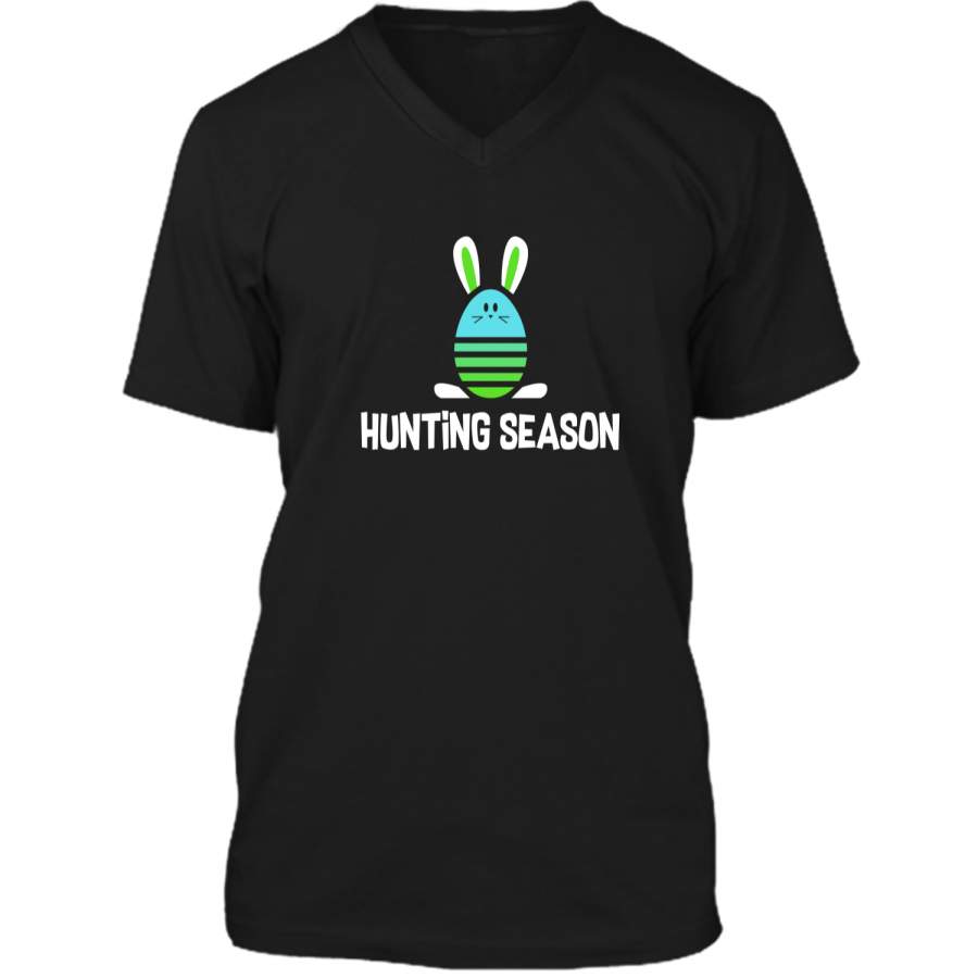 Easter Egg Bunny Shirt Hunting Season Blue Gift Mens Printed V-Neck T