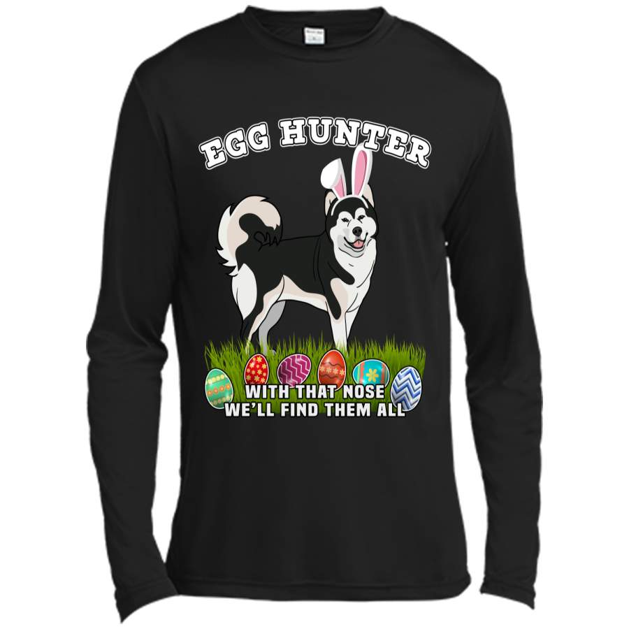 Easter Egg Hunting Dog Bunny Alaskan Malamute Shirt Long Sleeve Moisture Absorbing Shirt