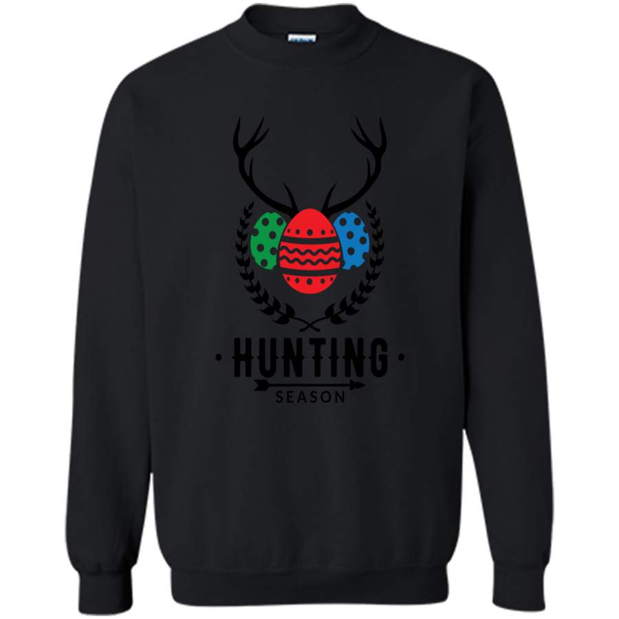 Easter Egg Hunter w Antlers Hunting Season T-Shirt Printed Crewneck Pullover Sweatshirt 8 oz