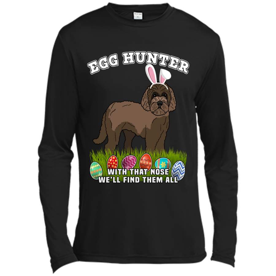 Easter Egg Hunting Dog T-Shirt Eggspert Labradoodle Long Sleeve Moisture Absorbing Shirt