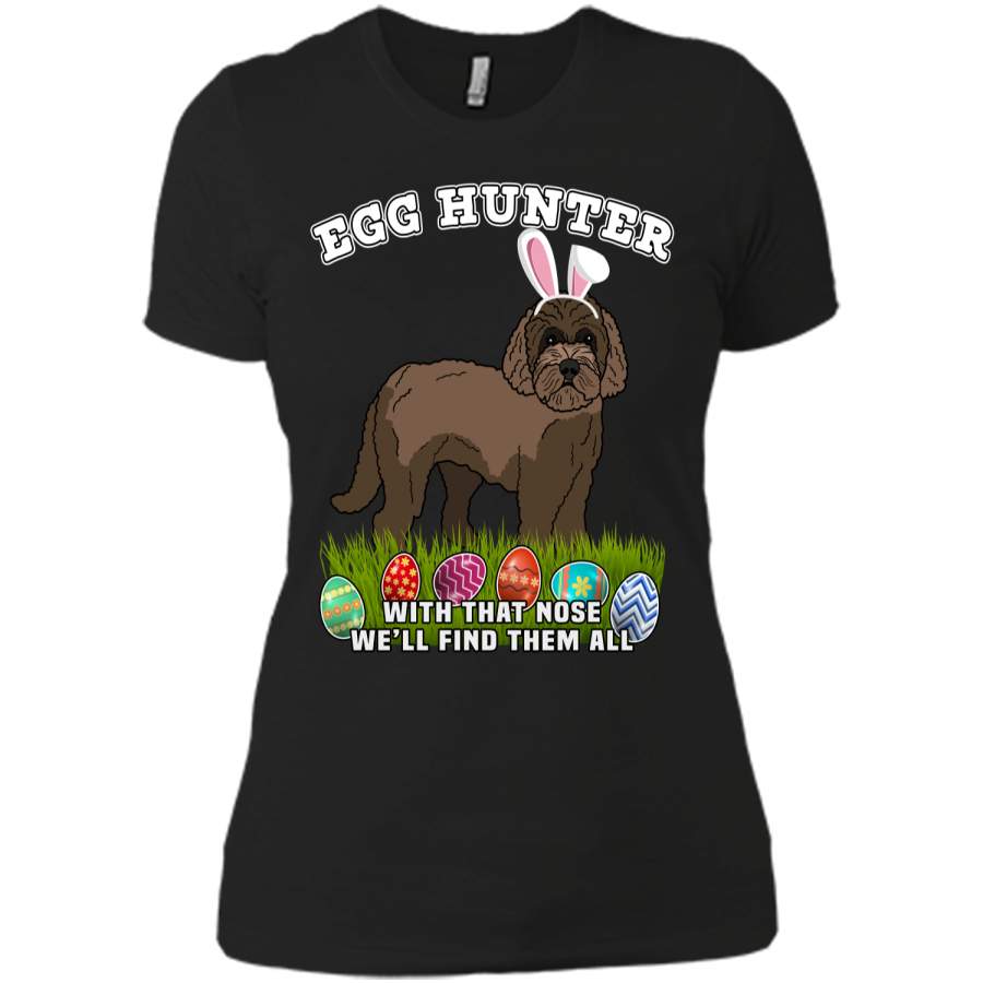 Easter Egg Hunting Dog T-Shirt Eggspert Labradoodle Next Level Ladies Boyfriend Tee