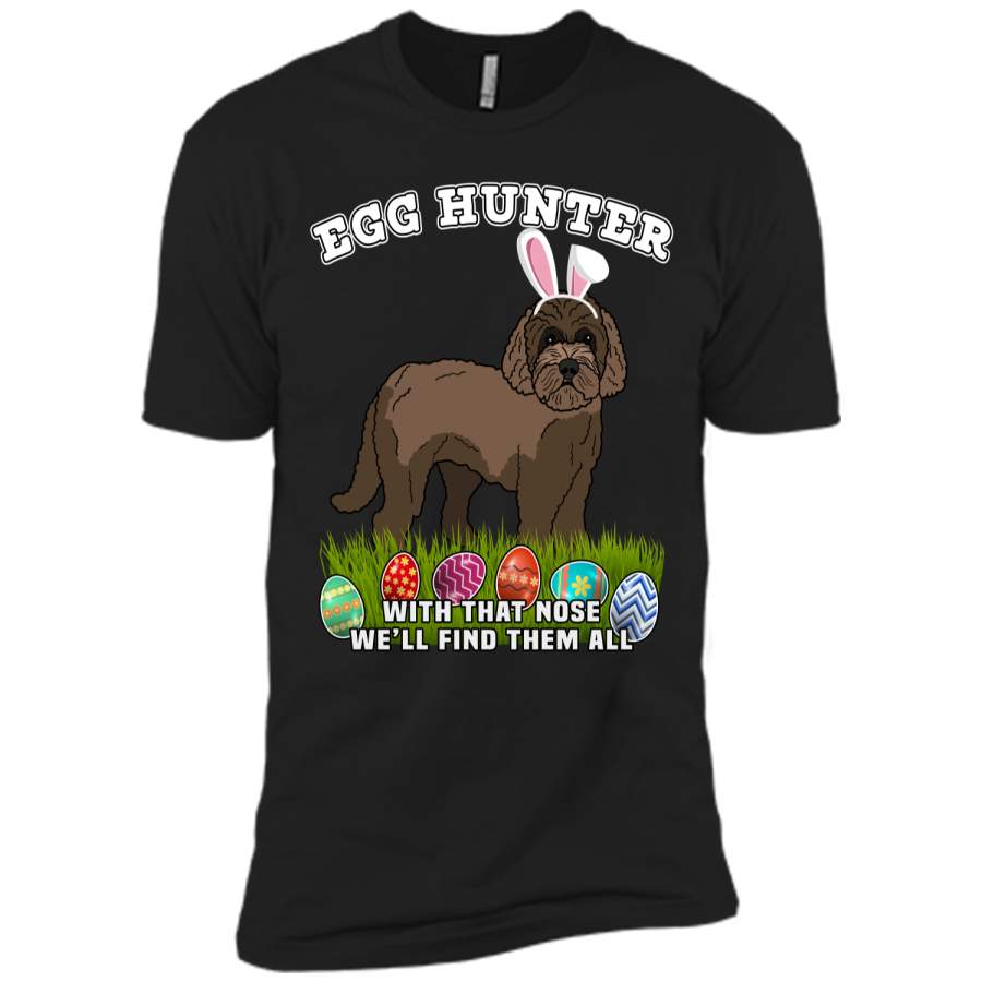 Easter Egg Hunting Dog T-Shirt Eggspert Labradoodle Next Level Premium Short Sleeve Tee