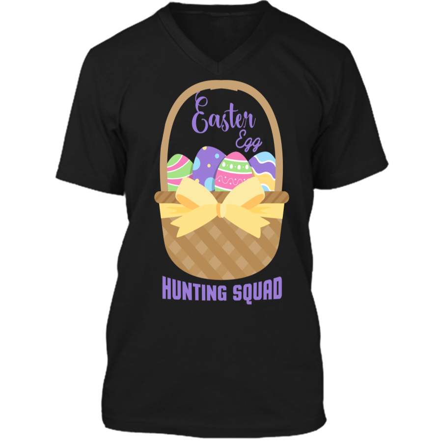 Cute Funny Happy Easter Shirt Egg Hunting Squad Season Mens Printed V-Neck T