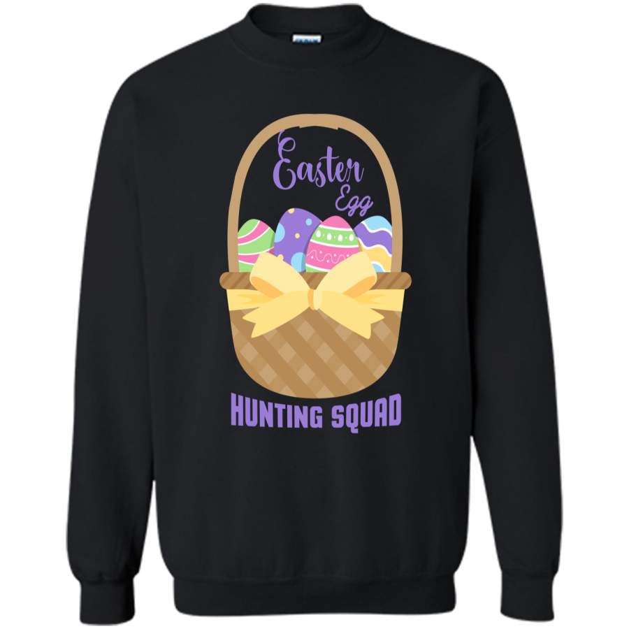 Cute Funny Happy Easter Shirt Egg Hunting Squad Season Printed Crewneck Pullover Sweatshirt 8 oz