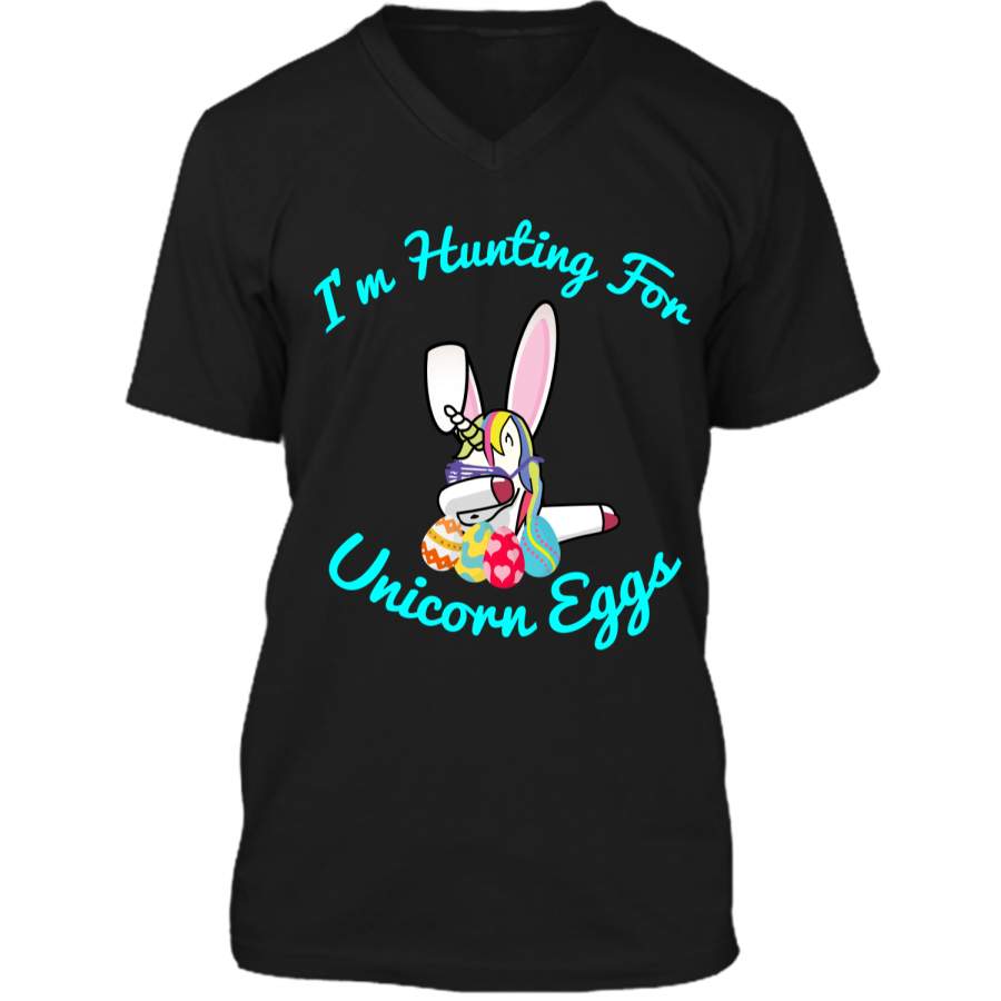 Easter Unicorn Shirt Im hunting for Unicorn eggs Mens Printed V-Neck T