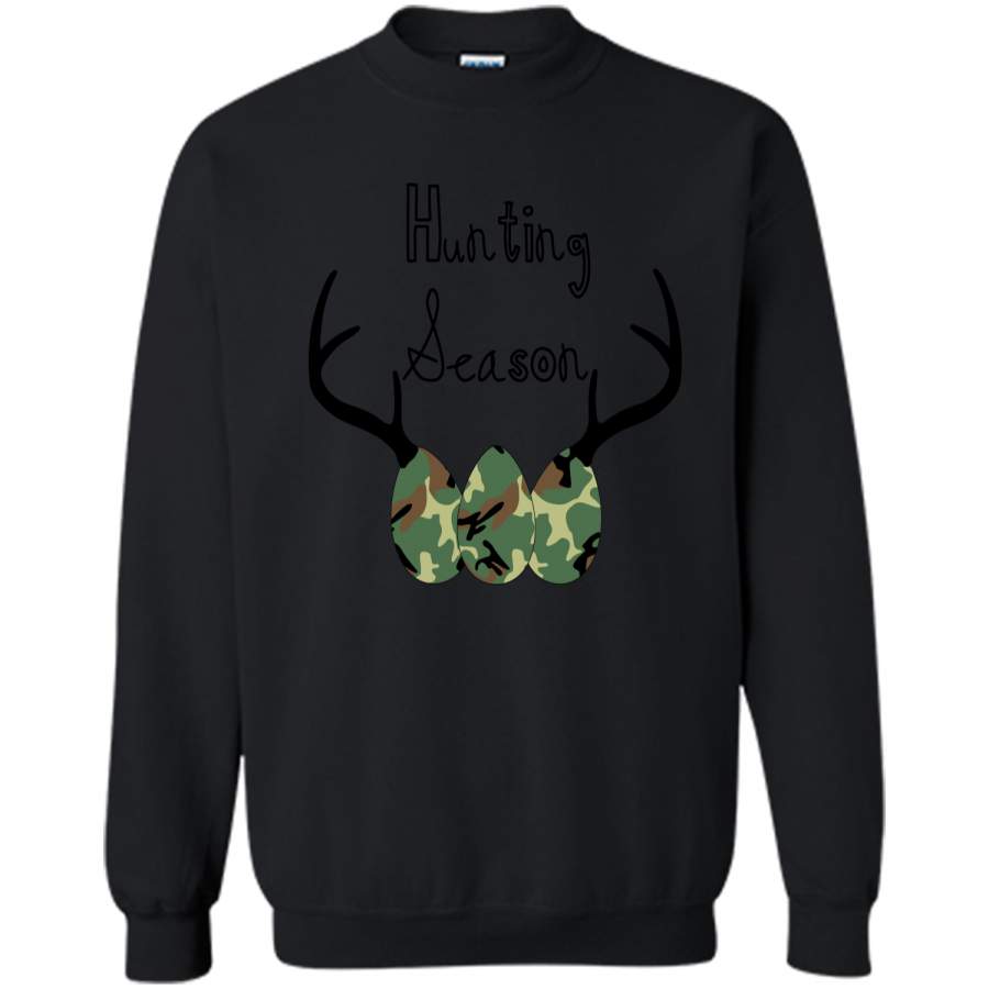 Camo Easter Egg Hunting Season Deer Horn T-shirt Printed Crewneck Pullover Sweatshirt 8 oz