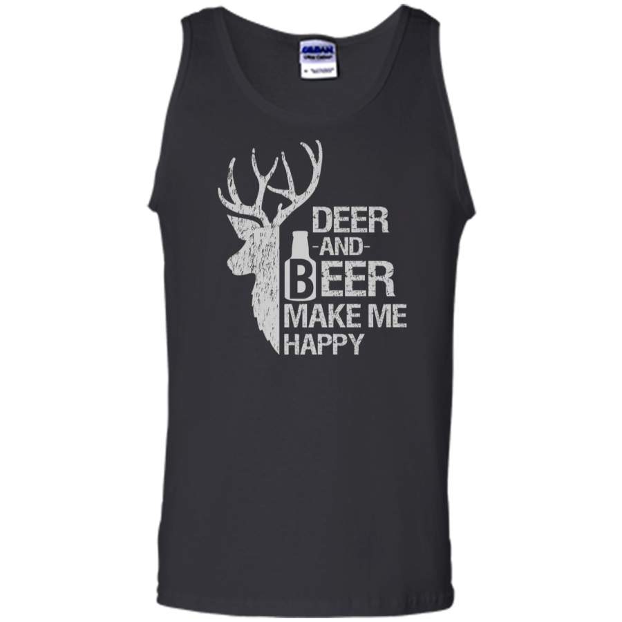 funny hunting Deer and Beer make me happy man women Tank Top