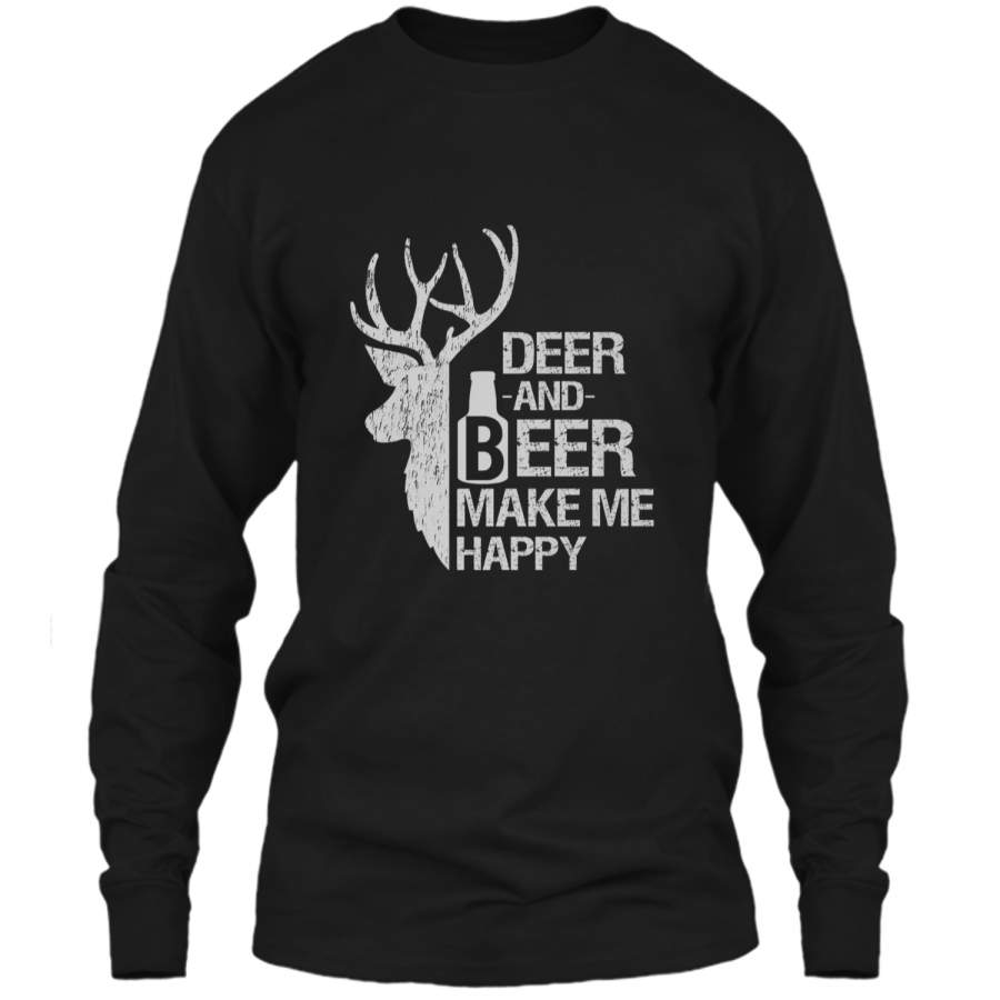 funny hunting Deer and Beer make me happy man women LS Ultra Cotton Tshirt