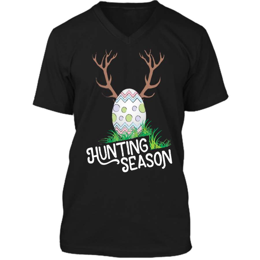 Easter Egg Hunt Hunting Season Funny T-Shirt Mens Printed V-Neck T