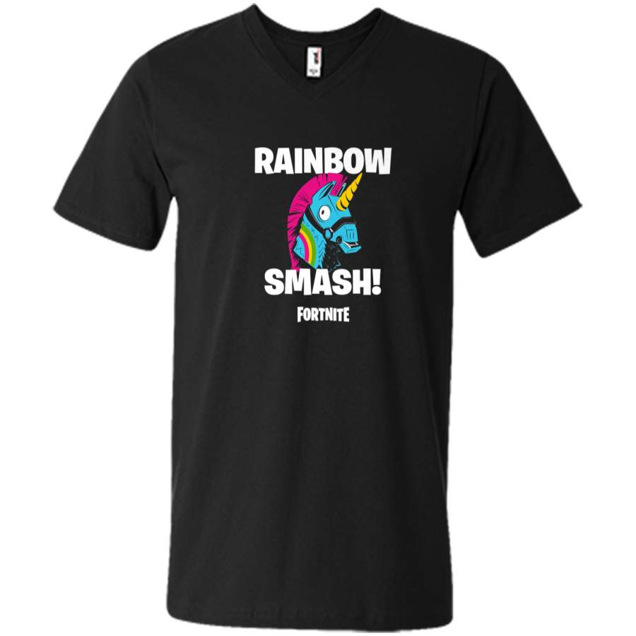 Fortnite Rainbow Smash Mens Printed V-Neck T