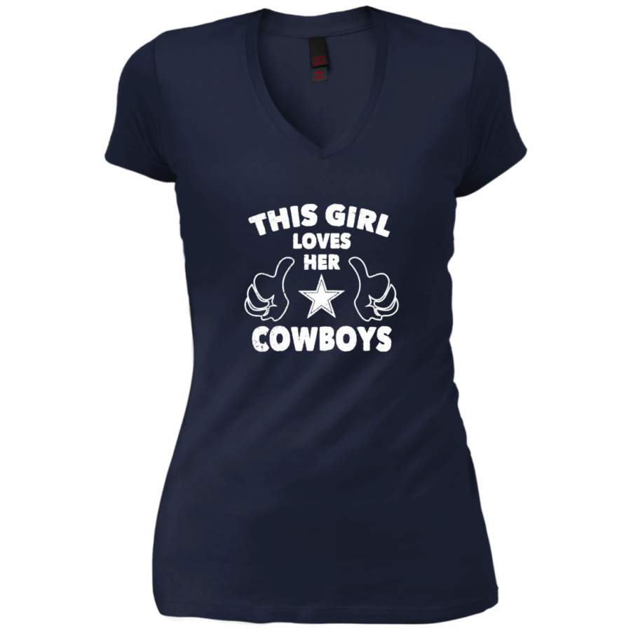 AGR This Girl Love Her Cowboys Dallas cowboy Ladies V-Neck