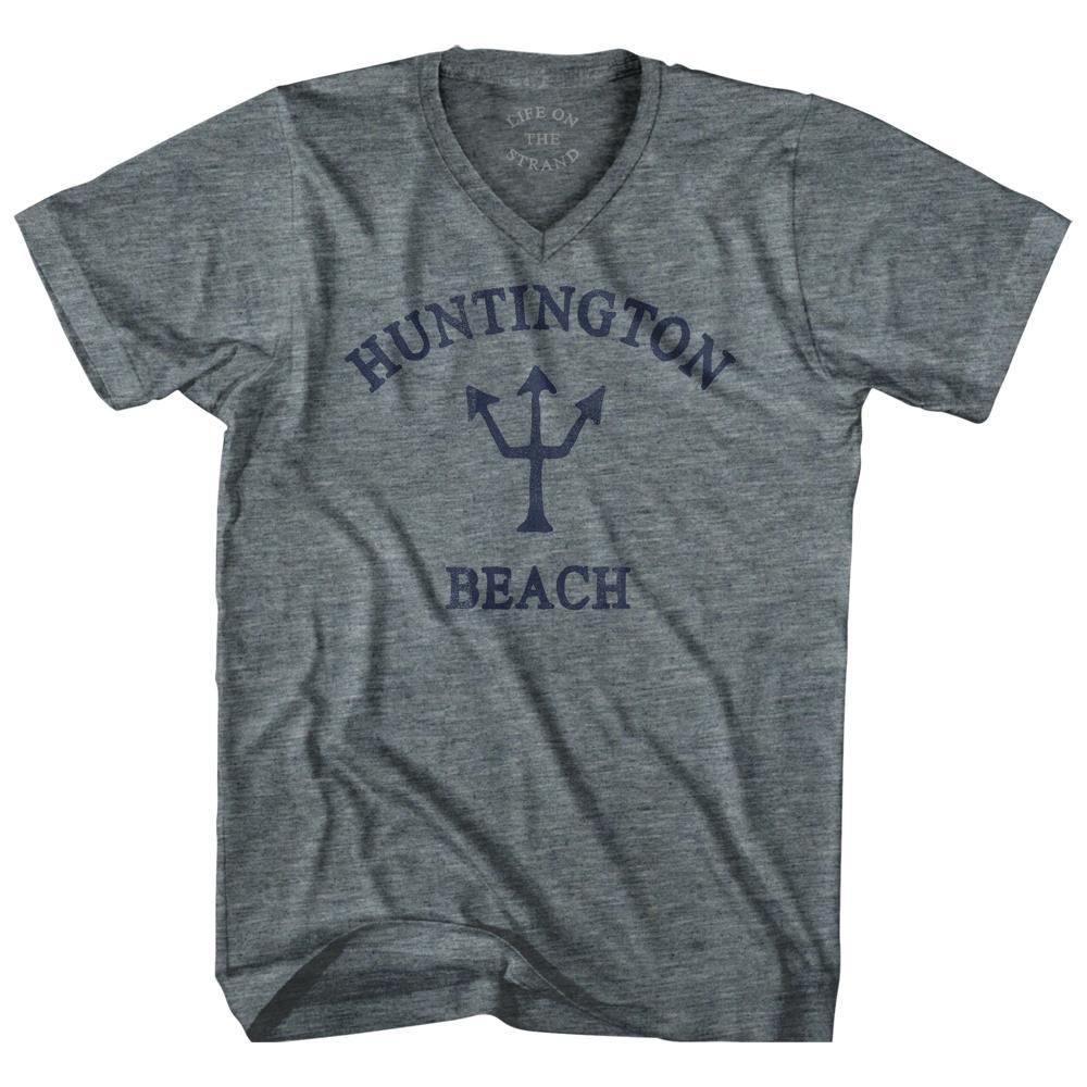 California Huntington Beach Adult Tri-Blend V-Neck Trident Womens Junior Cut T-Shirt