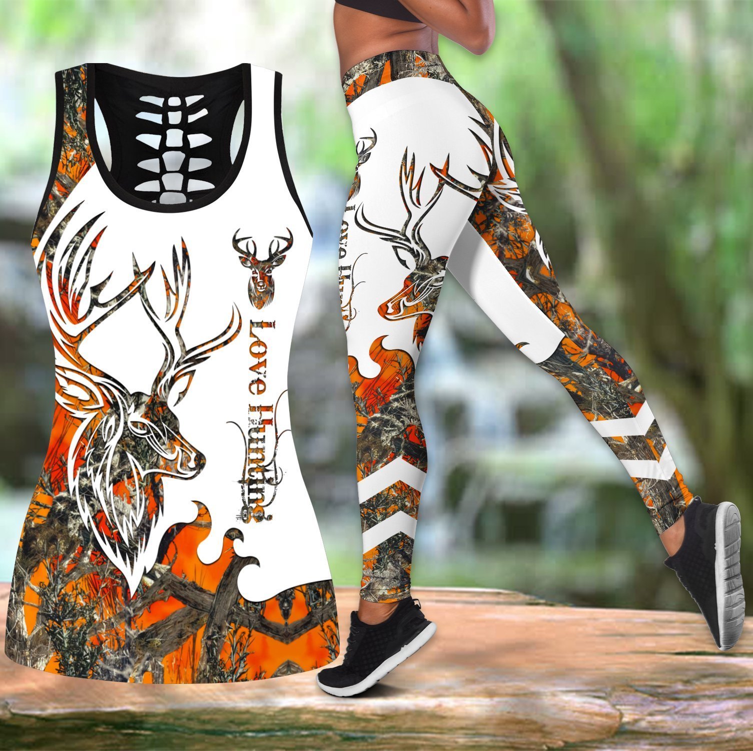 Apayprints – Love Hunting Deer Tatto | 3D All Over Printed Combo Tank + Legging Set