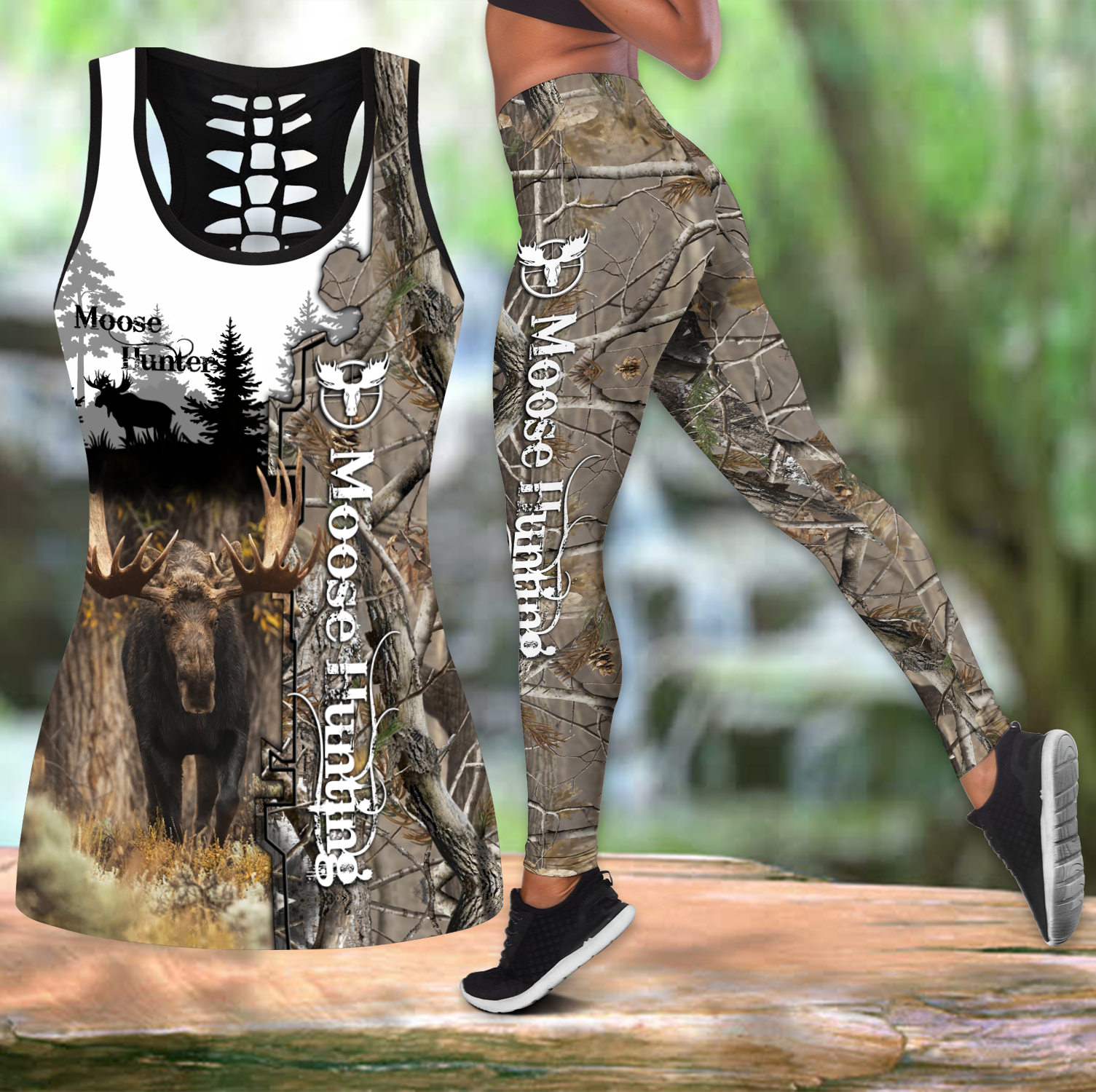 Apayprints – Deer Moose Hunting | 3D All Over Printed Combo Tank + Legging Set