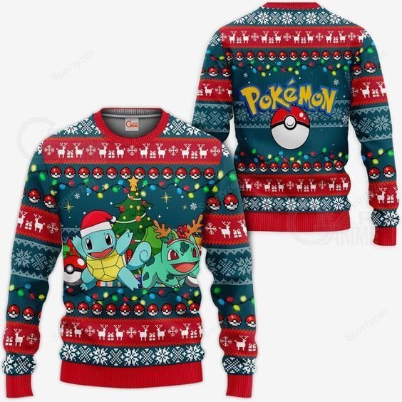 Bulbasaur And Squirtle Pokemon Merry Chirstmas Sweater #Kv