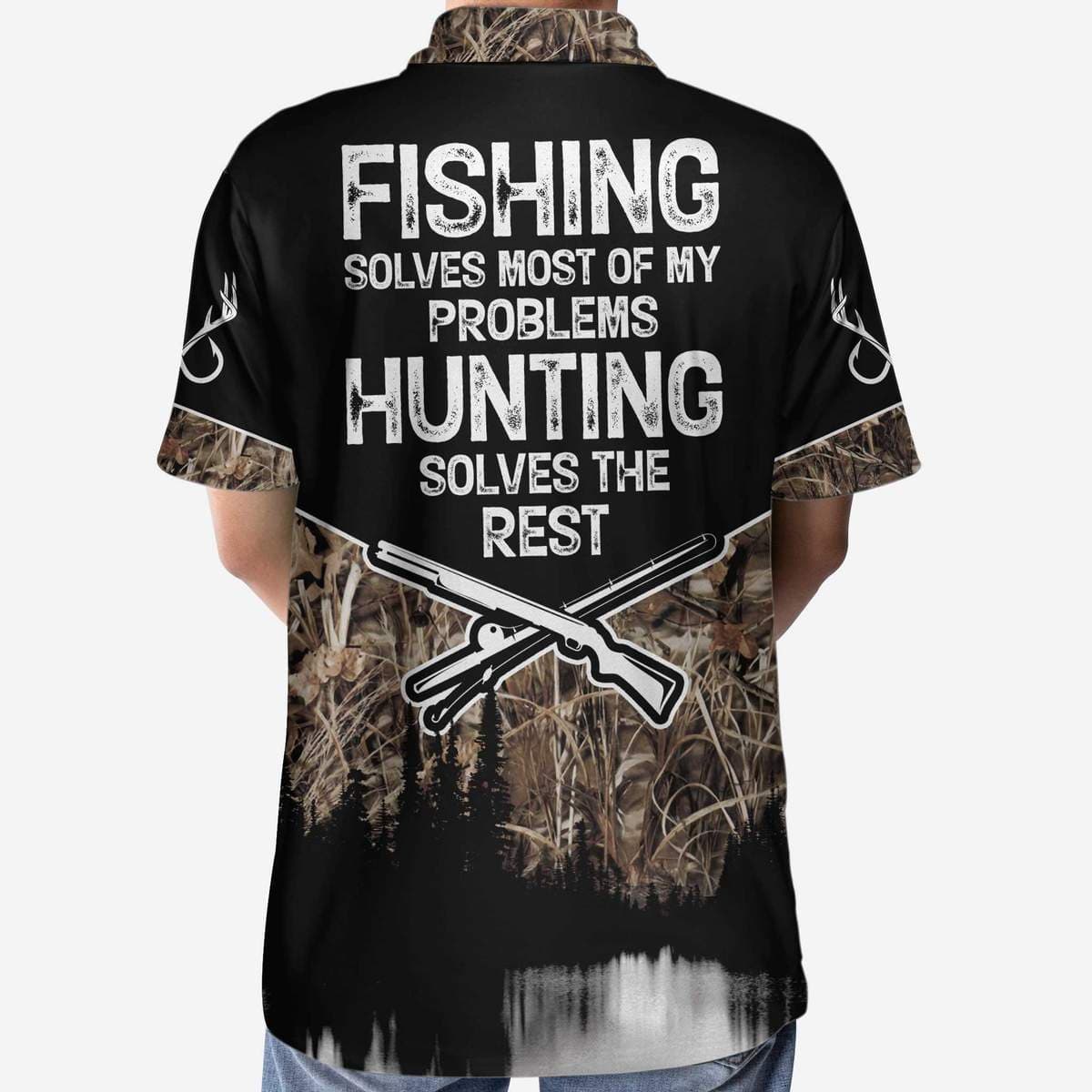 Fishing And Hunting Solve My Problems American Angler Hunter Polo Shirt #V