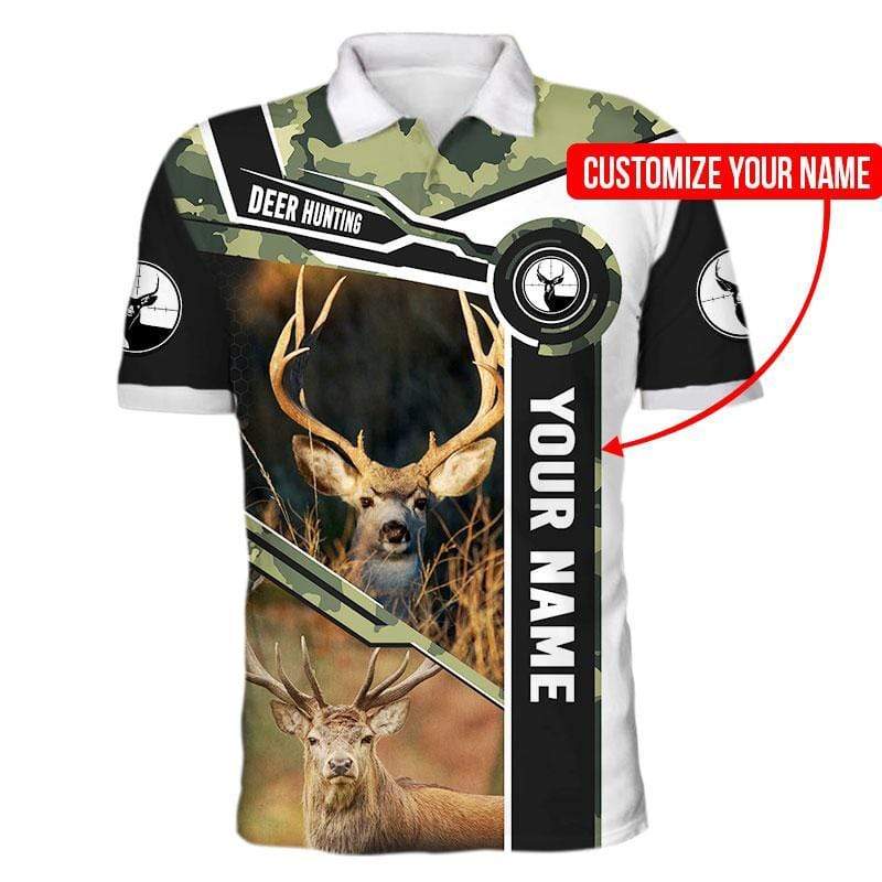 Deer hunting camo custom name Polo Shirt #KV