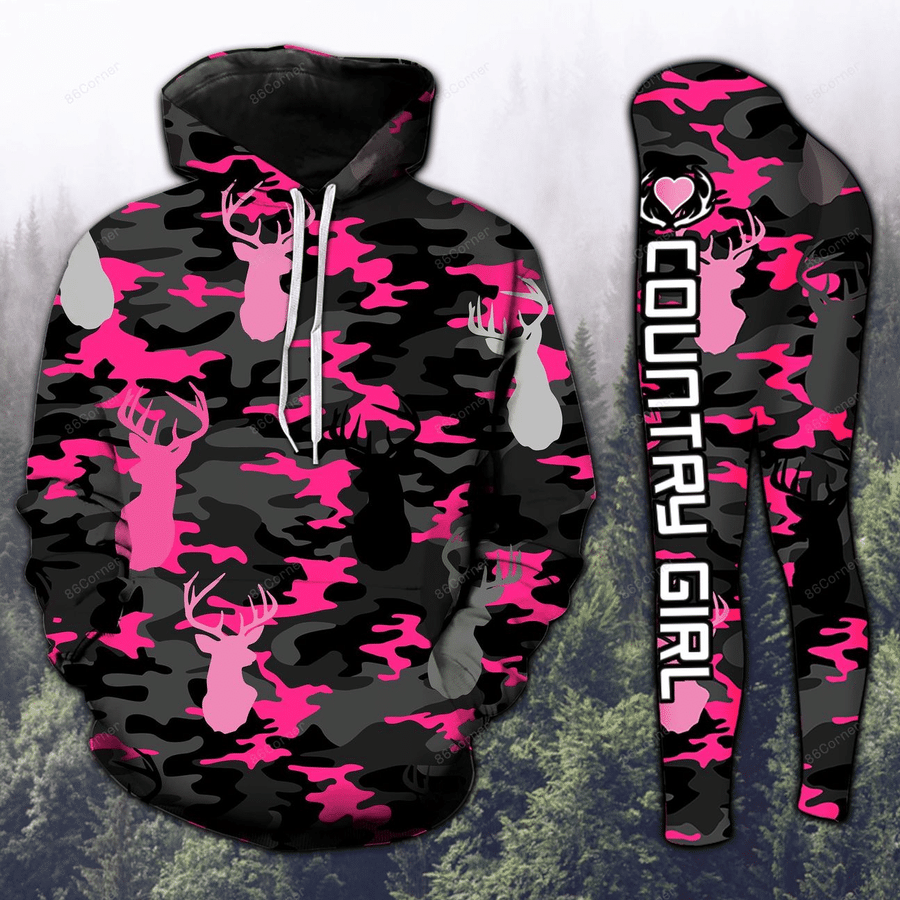 Deer Hunting Pink Camo Hoodie 3D