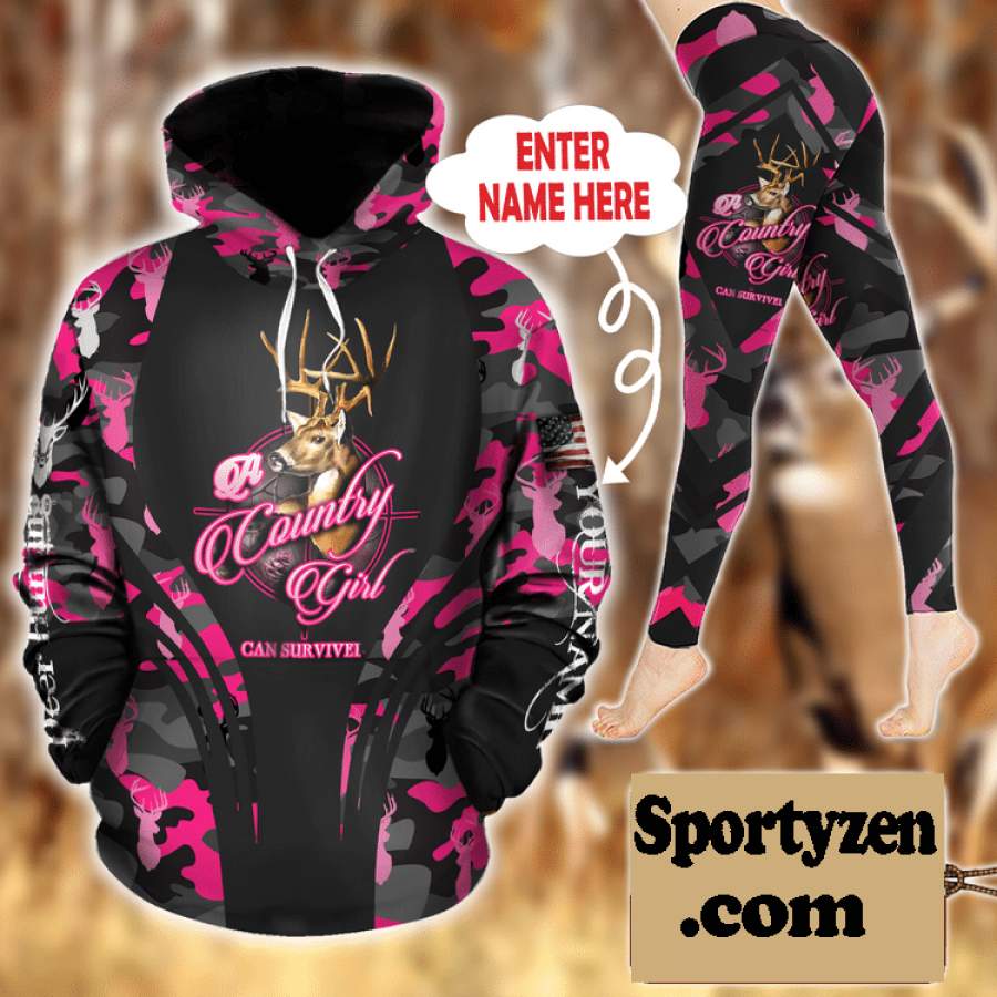 .Deer Hunting A Country Girls Hoodie & Legging 3D All Over Print custom name #H